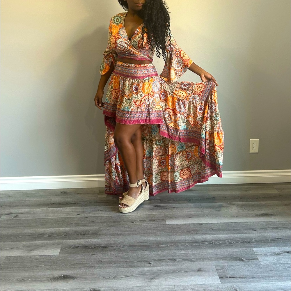 Dress skirt and top set bohemian dresses summer outfits summer dress Indian silk